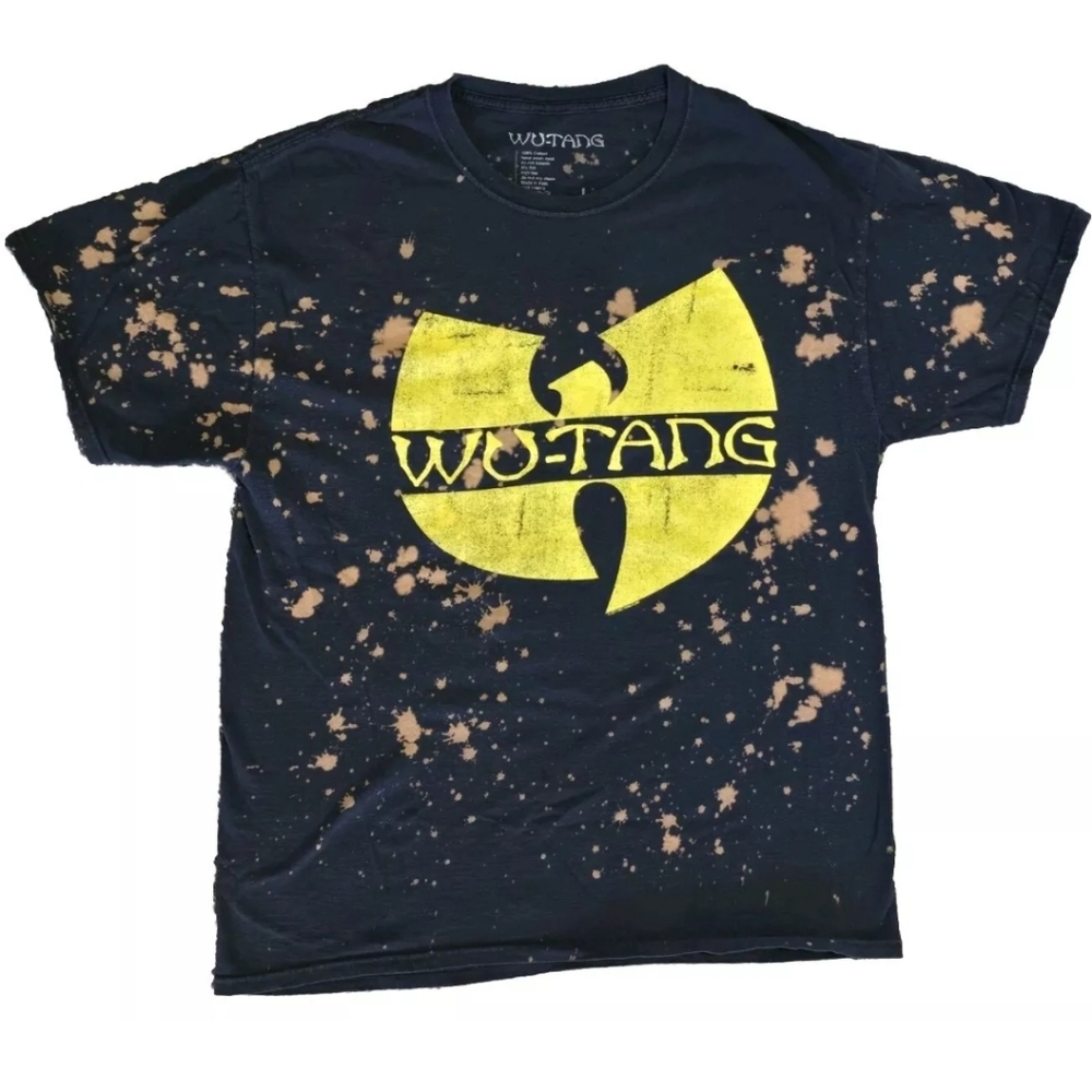 Wu-Tang Black Acid Wash Crew Collar Men's Short Sleeve T-Shirt size Large